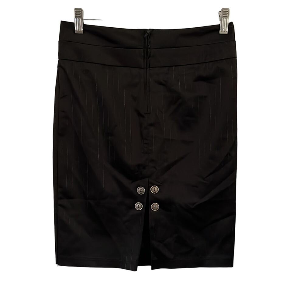 Wet Seal Juniors Size S Black Satin Pinstripe Pencil Skirt